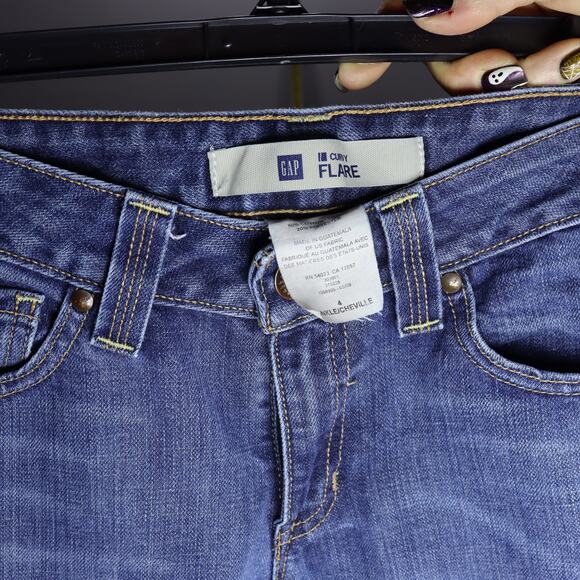GAP Curvy Flare Jeans Size 4 Medium Ankle Wash Bootcut Denim - Picture 4 of 4